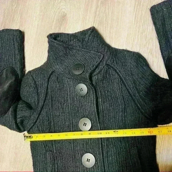 SOIA & KYO ELBOW PADS BLACK TWEED JACKET BLAZER SIZE S - Picture 8 of 10